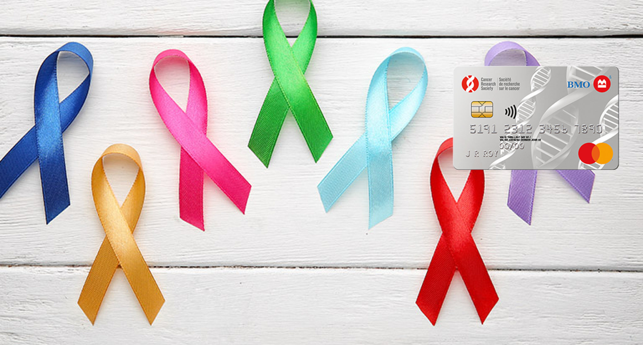 image of B M O Cancer Research Society Mastercard featuring a double helix