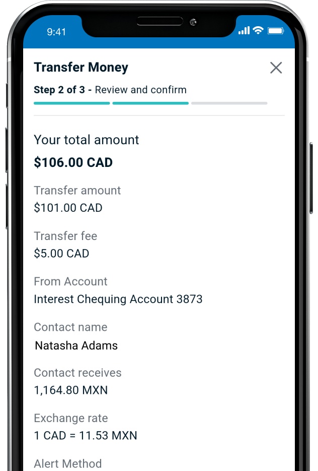 Screenshot of the Send Again feature within the banking mobile app