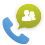 Photo of a phone and silhouette of two people in a chat bubble